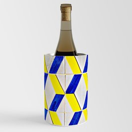 Portuguese Tiles, Lisbon Azulejo Photo, Yellow, Blue, and White  Wine Chiller