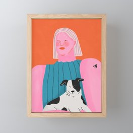 Girl and Dog Framed Mini Art Print