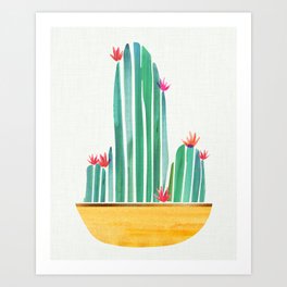 Tiny Cactus Blossoms Collage Art Print