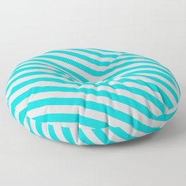 [ Thumbnail: Dark Turquoise and Light Grey Colored Stripes/Lines Pattern Floor Pillow ]
