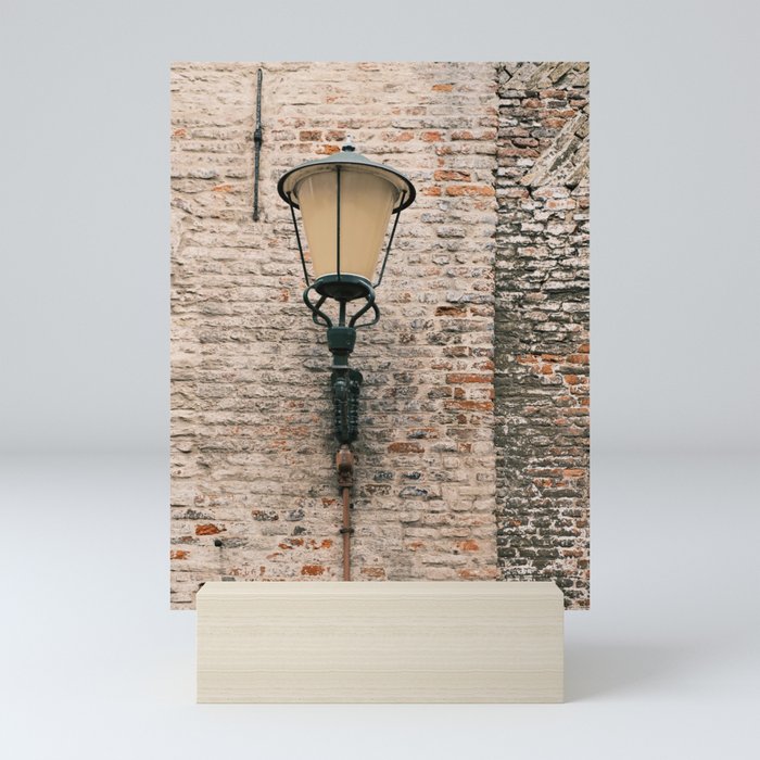 Old lamp on a red brick wall | The Netherlands | Street & Travel Photography | Fine Art Photo Print Mini Art Print