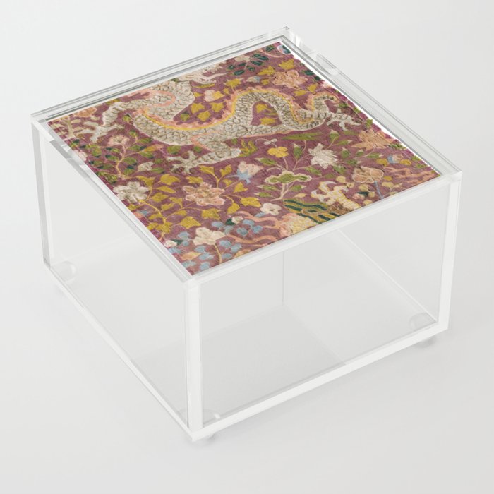 Retro Tapestry With Dragons and Flowers 11th –12th century Eastern Central Asia (Reproduction) Acrylic Box