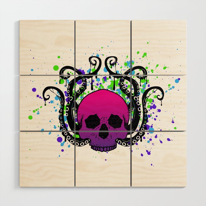 Octopus Skull Wood Wall Art