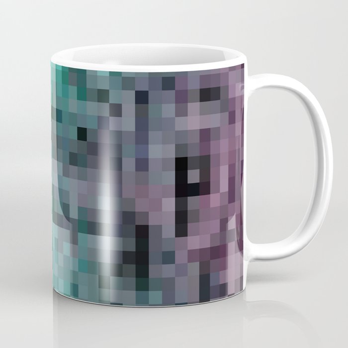 geometric pixel square pattern abstract background in green blue brown Coffee Mug