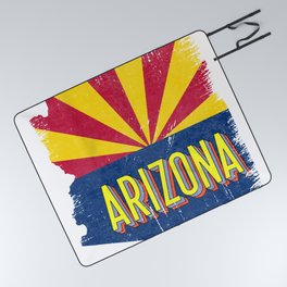 Distressed Arizona AZ State Flag Map Vintage 70s Picnic Blanket