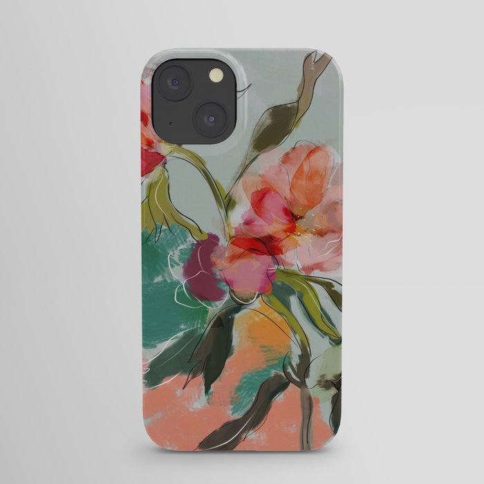 peonies abstract floral iPhone Case