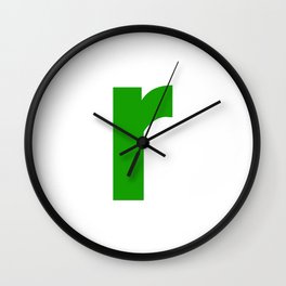 letter R (Green & White) Wall Clock