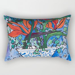 Birds of Paradise in Blue After Matisse Rectangular Pillow