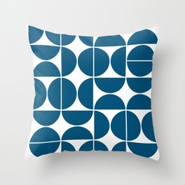 Mid Century Modern Geometric 04 Blue Throw Pillow