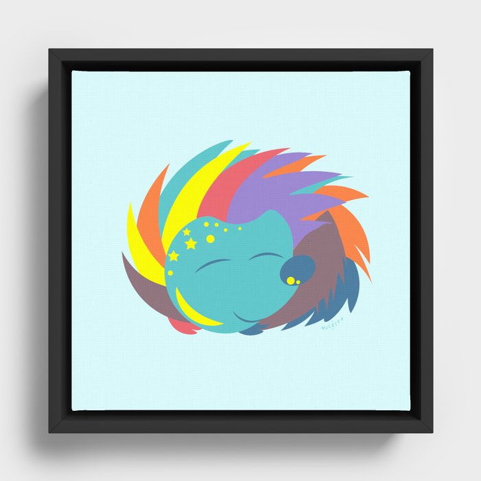 Sleeping Hedgehog Framed Canvas