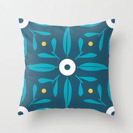 Valencian flower retro tile pattern design_02 Throw Pillow