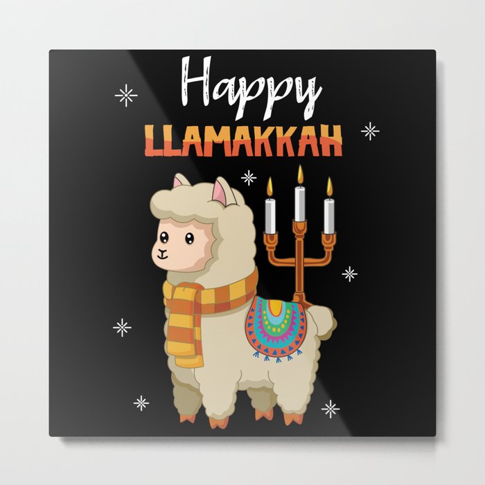 Llamakkah Llama Candles Menorah Happy Hanukkah Metal Print