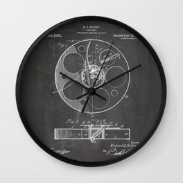 Film Reel Patent - Classic Cinema Art - Black Chalkboard Wall Clock | Hometheatre, Graphicdesign, Filmreelpatent, Chalkboard, Classiccinema, Filmstudent, Blackandwhite, Filmreel, Black, Movieart 