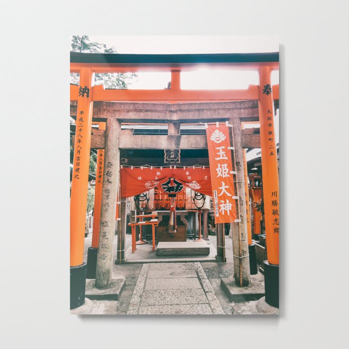 Orange Torii and shrines at Fushimi Inari Metal Print