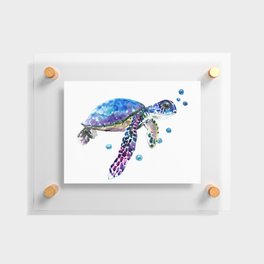 Sea Turtle, blue purple illustration children room cute turtle artwork Floating Acrylic Print