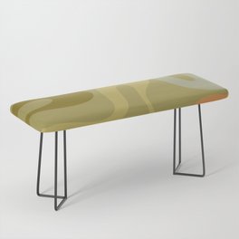 Soft Curves Modern Abstract Pattern in Retro Olive Green and Orange Bench