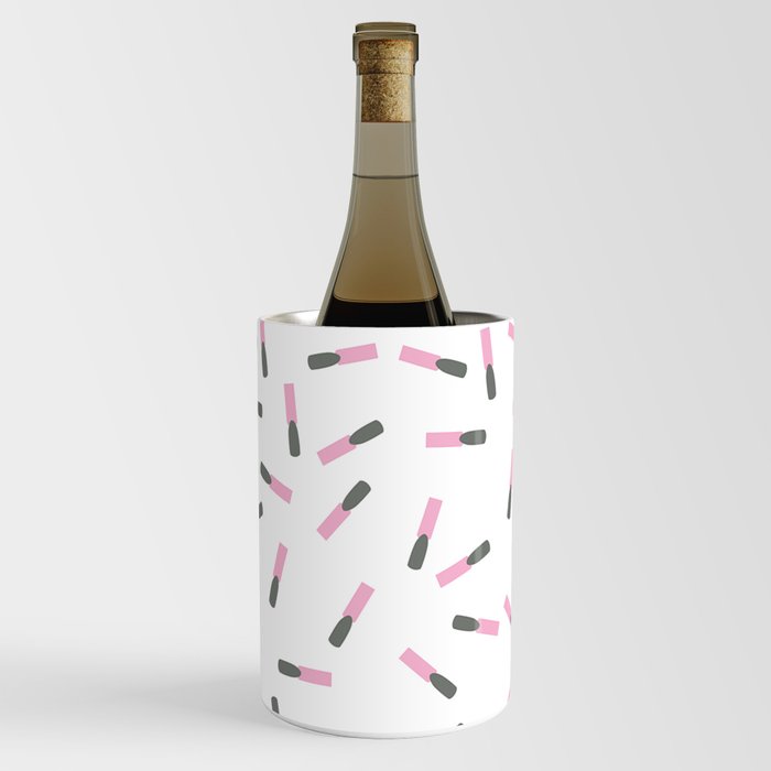 Girly abstract pink gray nails pattern Wine Chiller