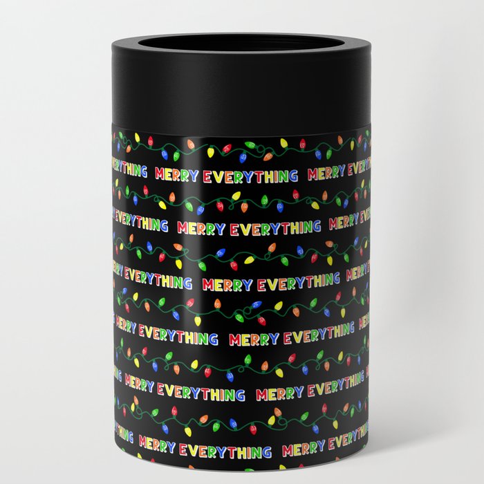 Merry Everything Multi Colored Christmas Lights Can Cooler