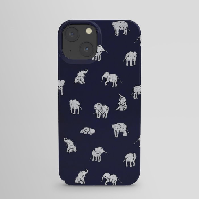 Indian Baby Elephants in Navy iPhone Case