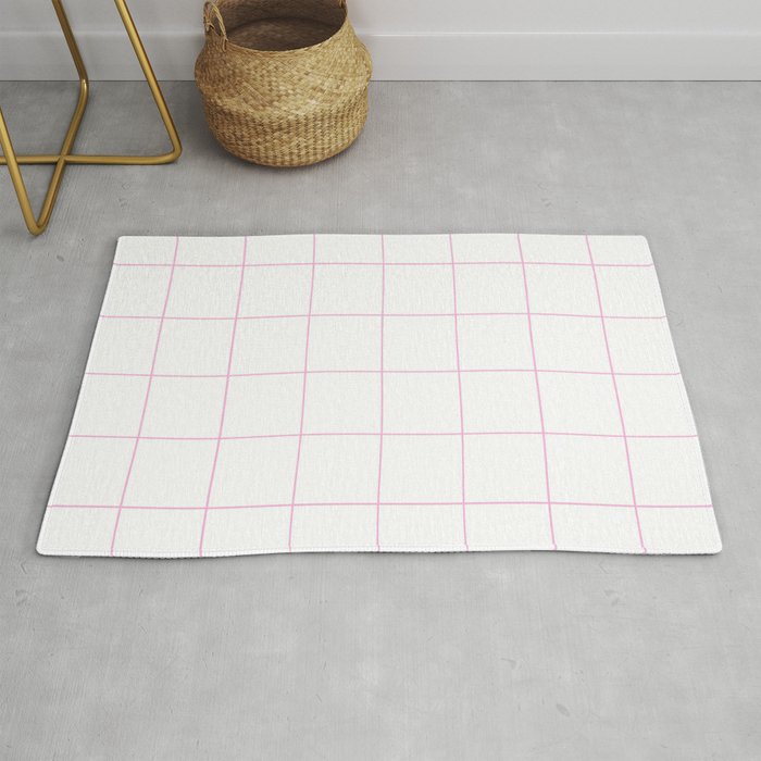 Graph Paper (Pink & White Pattern) Rug