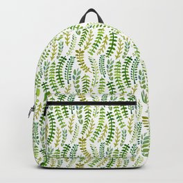 Fern Pattern Backpack | Leaves, Pattern, Leaf, Vine, Green, Drawing, Watercolour 