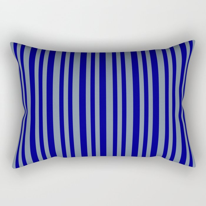 Light Slate Gray and Blue Colored Lines/Stripes Pattern Rectangular Pillow
