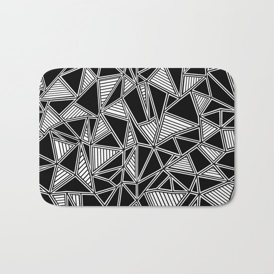 Abstract Outline Lines Black Bath Mat