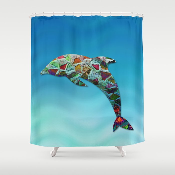 Animal Mosaic - The Dolphin Shower Curtain