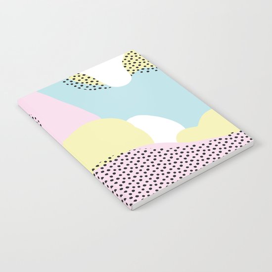 Candy Pink Blue Blobs & Dots Pattern Notebook