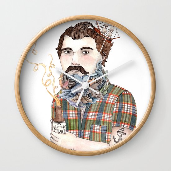 Flock of Beards Wall Clock