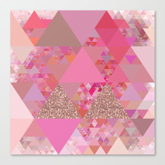Triangles in glittering pink- glitter triangle pattern Canvas Print