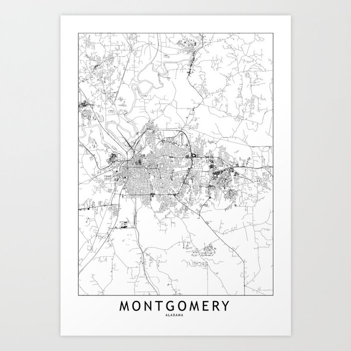 Montgomery White Map Art Print