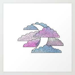 Subtle Pride Moon and Clouds Art Print