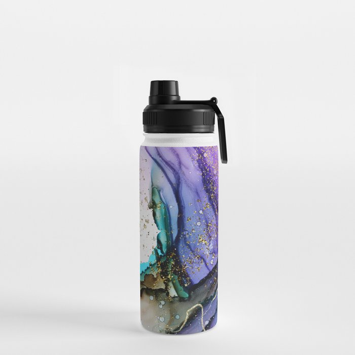 Pretty Purple & Gold Design Water Bottle