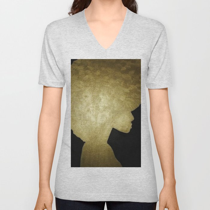 She is Gold V Neck T Shirt