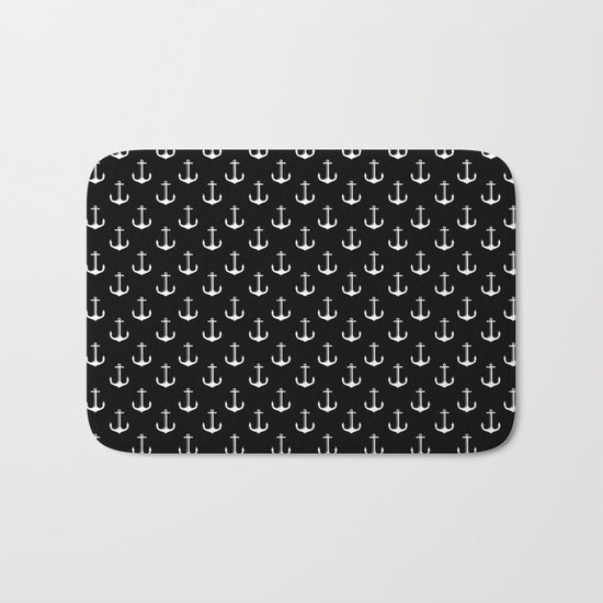 Black and white anchor pattern Bath Mat