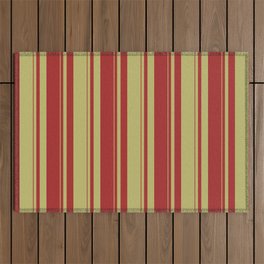 [ Thumbnail: Dark Khaki & Brown Colored Striped Pattern Outdoor Rug ]