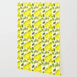 Lemon Yellow Yuzu Fruit Retro Modern Wallpaper