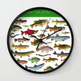 Illustrated Northeast Game Fish Identification Chart Wall Clock