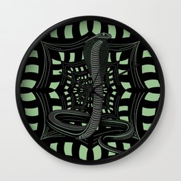 Hypno snake on black and green Wall Clock