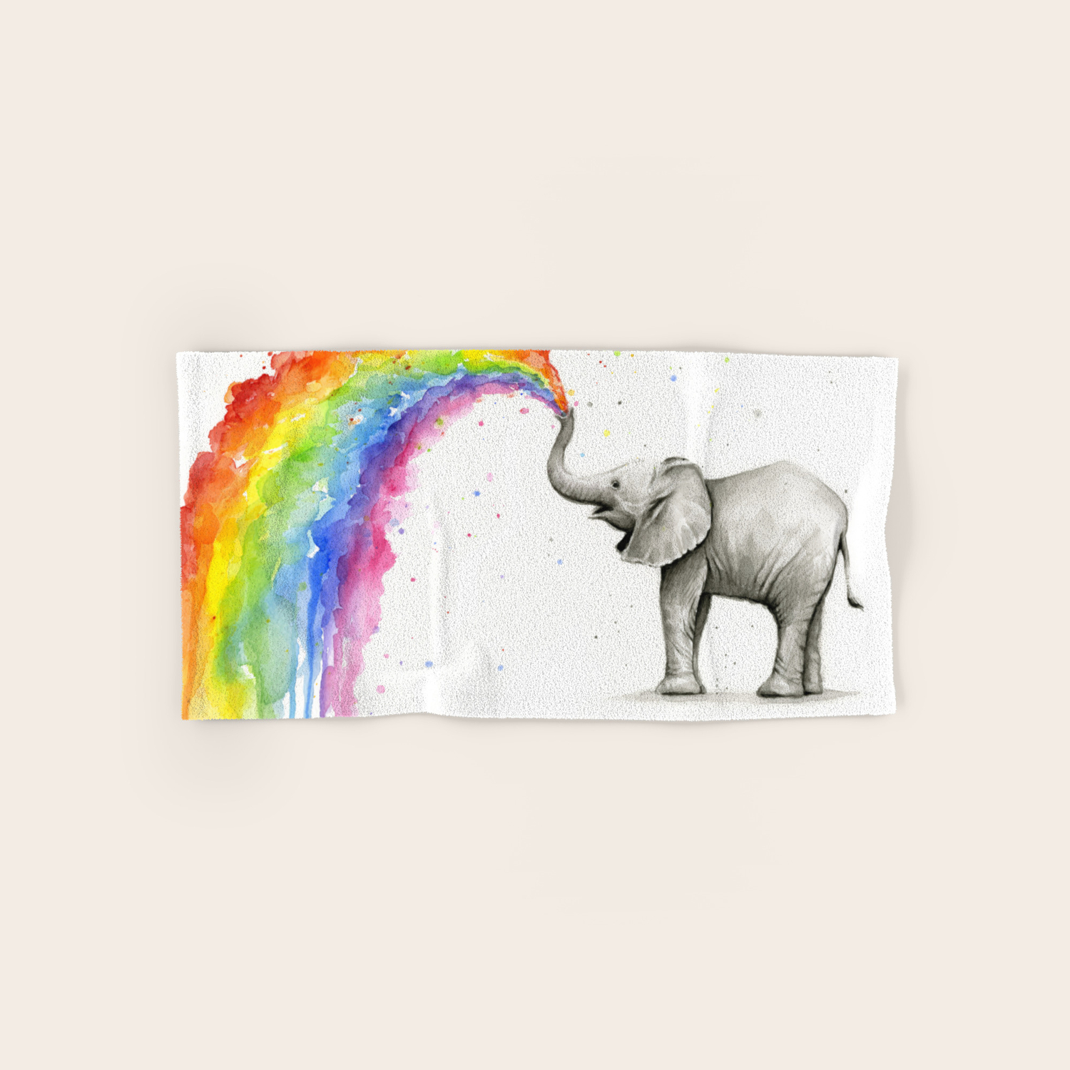 Baby Elephant Spraying Rainbow Hand Bath Towel By Olechka Society6