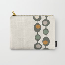 Retro Mid Century Baubles in Olive Green, Orange and Cream Carry-All Pouch