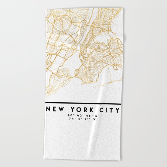 NEW YORK CITY NEW YORK CITY STREET MAP ART Beach Towel