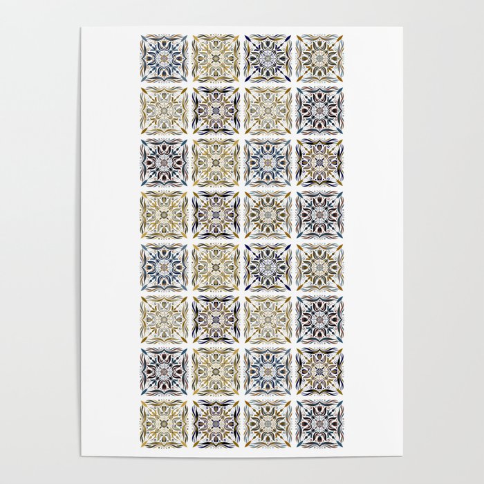 Blue Gold Azulejos Poster