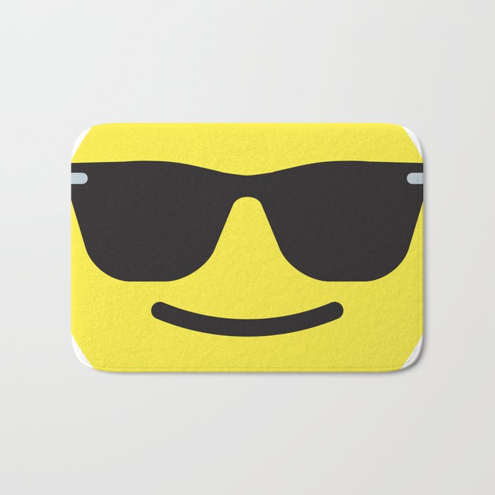 Smiling Sunglasses Face Emoji Bath Mat