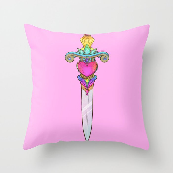 Rainbow Dagger Throw Pillow
