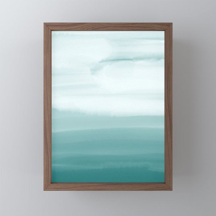Ocean Sky Surf Waves Teal Blue Green Water Clouds Watercolor