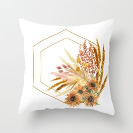Hexagon Fall Wreath Throw Pillow