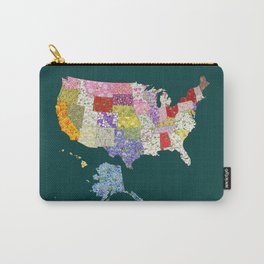 United States in Flowers Carry-All Pouch | Drawing, Stateflowers, Stateflower, Botanical, Nature, Unitedstates, Maps, Usmap, America, Illustration 
