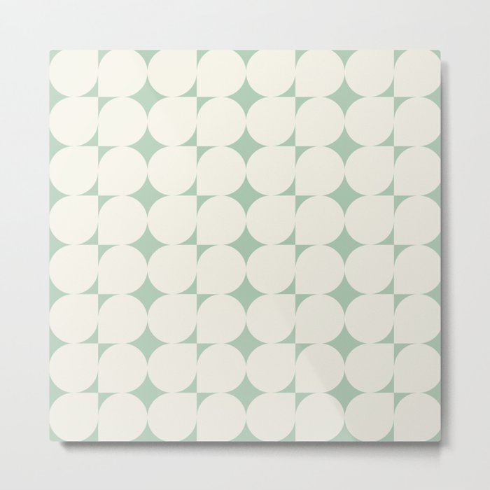 Green 70s Irregular Geometric Shapes Retro Pattern  Metal Print